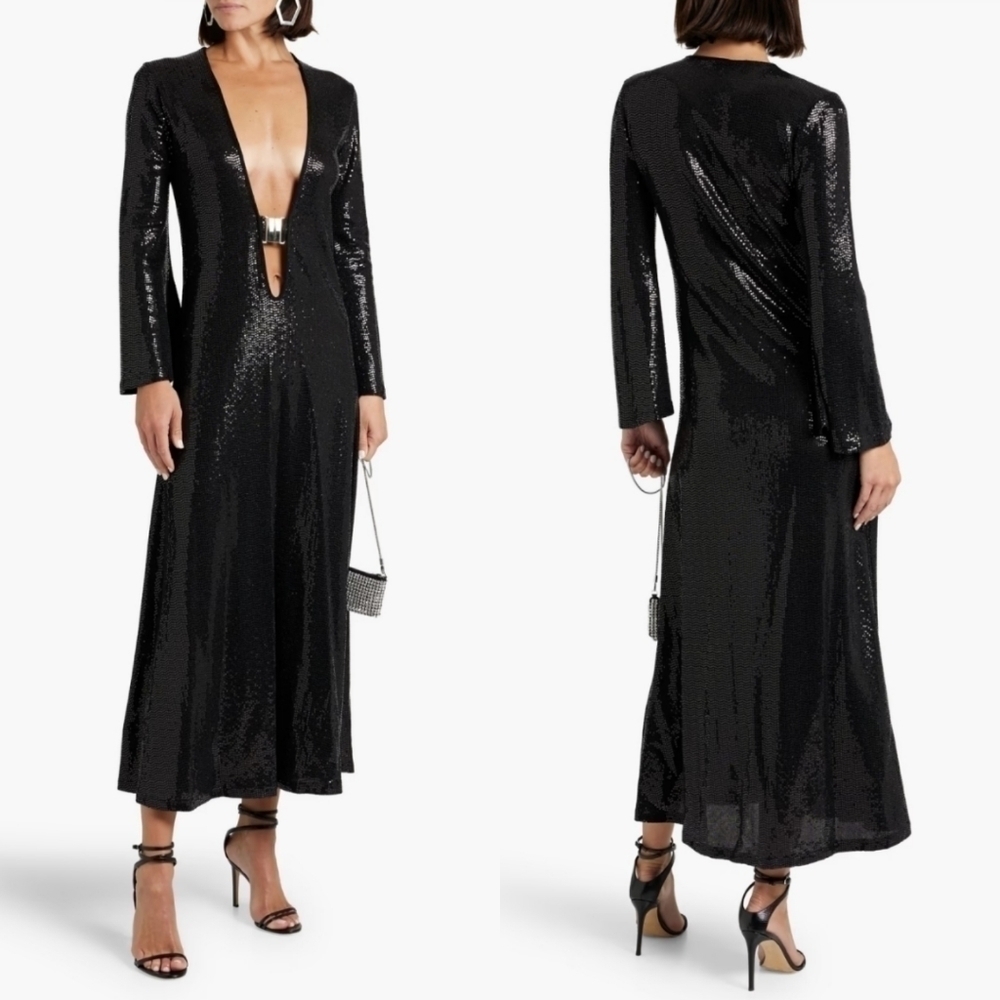 New DODO BAR OR Nina Embellished Cutout Stretch-Jersey Dress/Swim Cover-Up 6 US